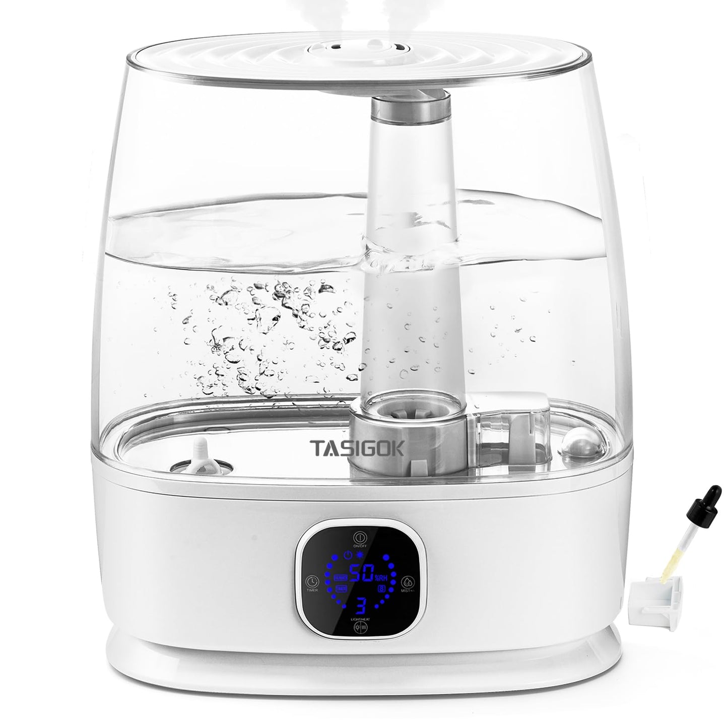 TASIGOK Humidifiers for Bedroom Home, 6L Cool and Warm Mist Air Humidifier for Large Room Baby Nursery, 50H Easy Clean and Top Fill, Quiet with Ultrasonic, Essential Oils, Auto Mode, for House, Plants