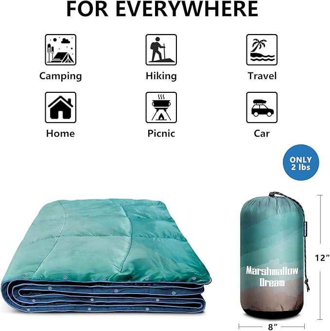 Camping Blanket, Packable Puffy Blankets Lightweight Windproof Waterproof for Outdoors,Hiking, Backpacking,Beach,Car,Picnic,Stadium