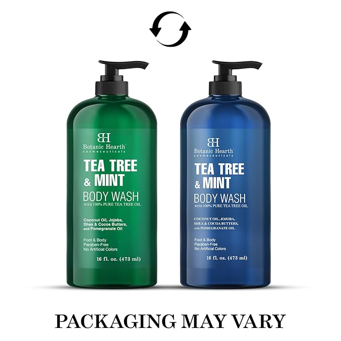 Botanic Hearth Tea Tree Oil Body Wash with Mint, 16 fl oz - Moisturizing, Soothing, Helps Control Fungal Infections, Deep Moisturization, Promotes Healthy Skin, Ethically Sourced