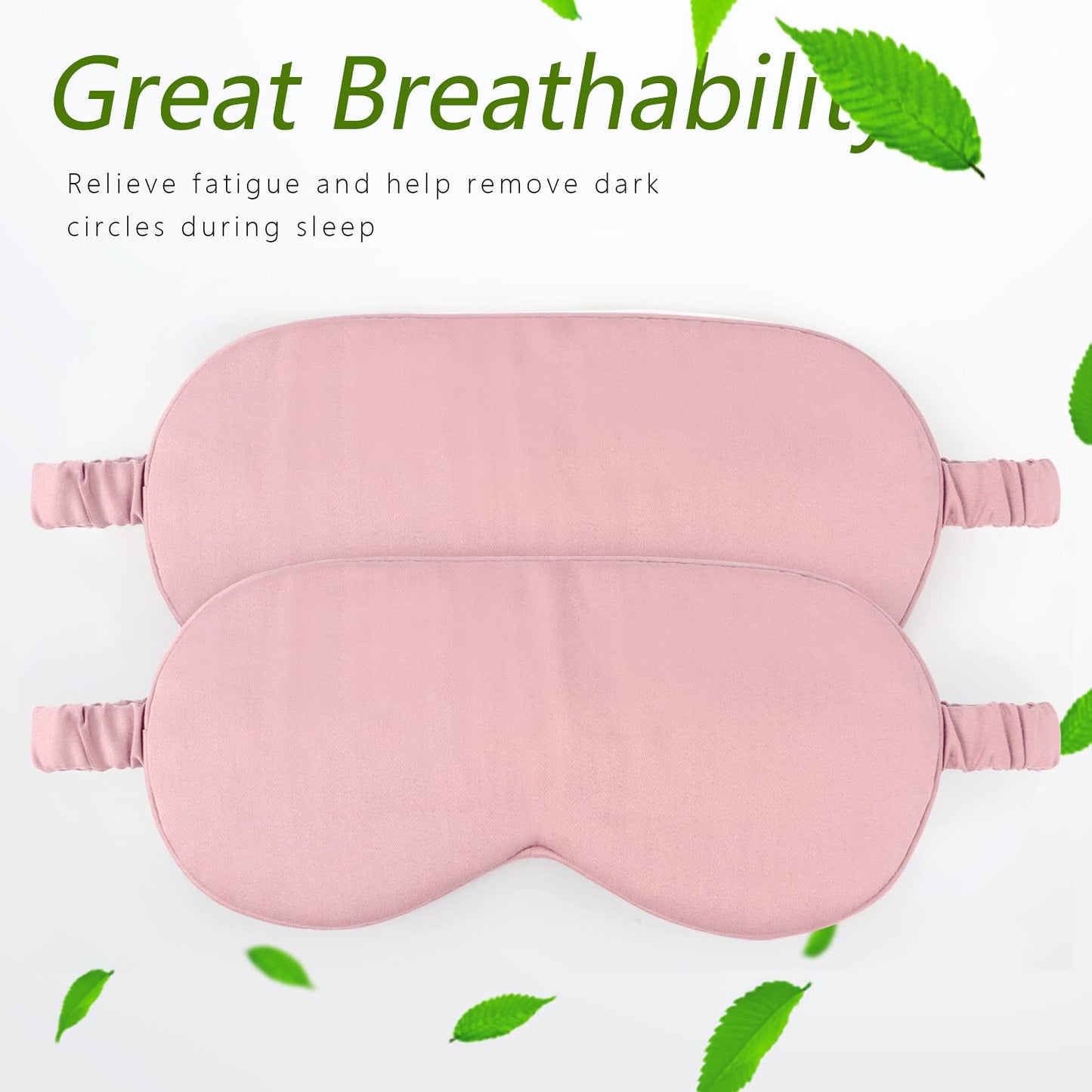 HBHLFZ Sleep Mask 2 Pack - Bamboo Viscose Fiber Sleeping Eye Mask - with Elastic Band/Headband - Comfort Sleeping Shade - for Nighttime Sleeping, Traveling & Napping（Pink）