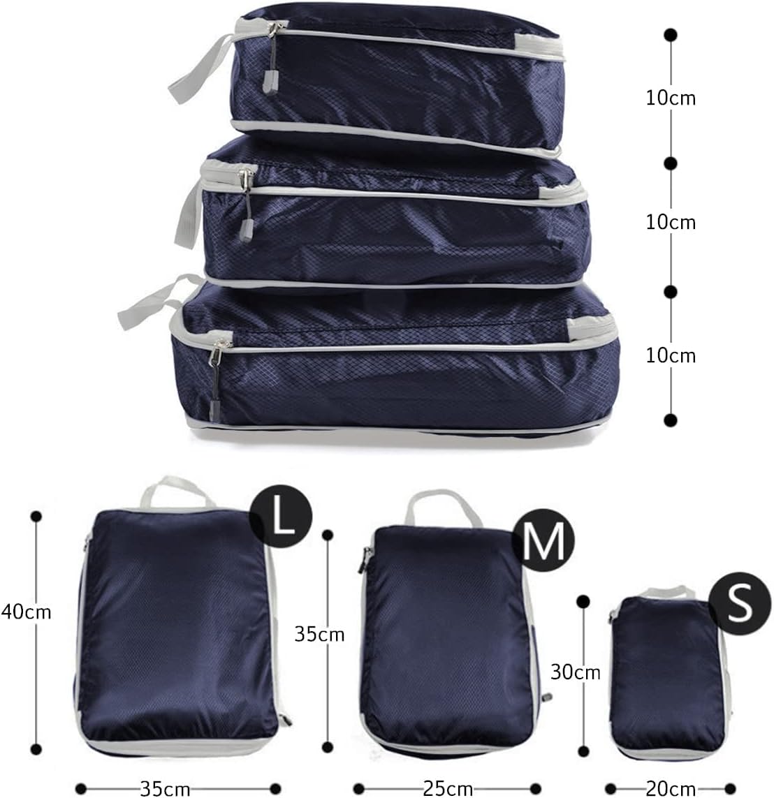 AUXDIQ 3 PCS Compression Packing Cubes for Suitcase Travel Luggage Organizer Bags Set Packing Organizers Compression Suitcase Bag Travel Essential Bag