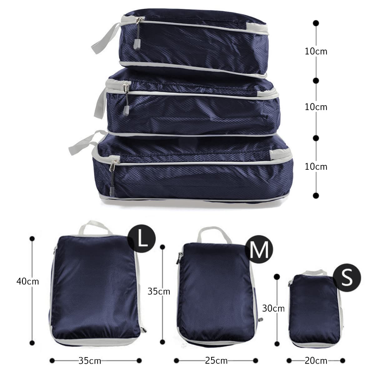 AUXDIQ 3 PCS Compression Packing Cubes for Suitcase Travel Luggage Organizer Bags Set Packing Organizers Compression Suitcase Bag Travel Essential Bag