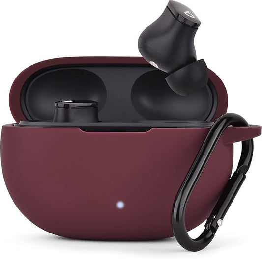 AIRSPO Silicone Case Compatible with Beats Studio Buds Case 2021 Soft Protective Cover for Beats Wireless Earbuds with Keychain (Burgundy)
