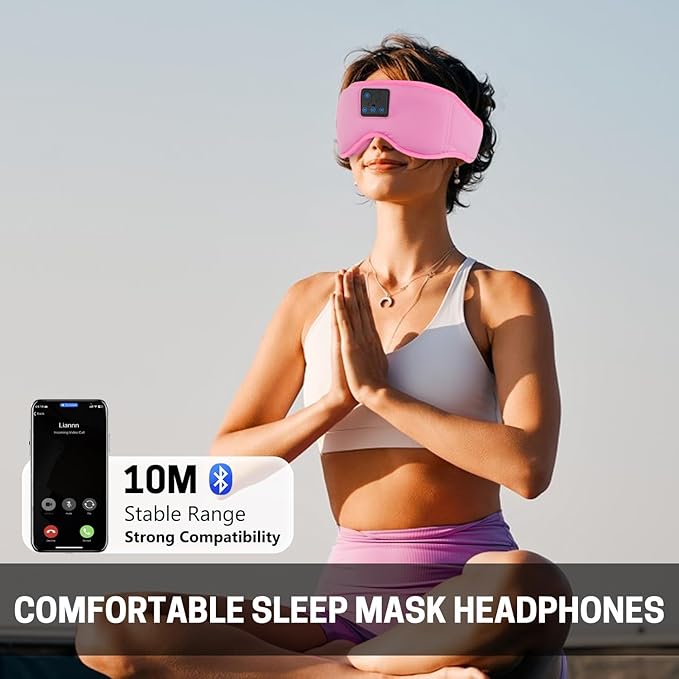 Aurya Sleep Mask with Bluetooth Headphones, 3D Eye Mask for Sleeping, 5.4 Wireless Sleeping Headphones with Ultra-Thin HD Stereo Speaker for Side Sleeper, Office Nap, Air Travel, Meditation