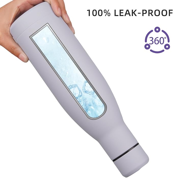 BJPKPK Insulated Water Bottle 17oz Stainless Steel Water Bottles Dishwasher Safe Metal Thermal Keep Cold and Hot,Mist Grey