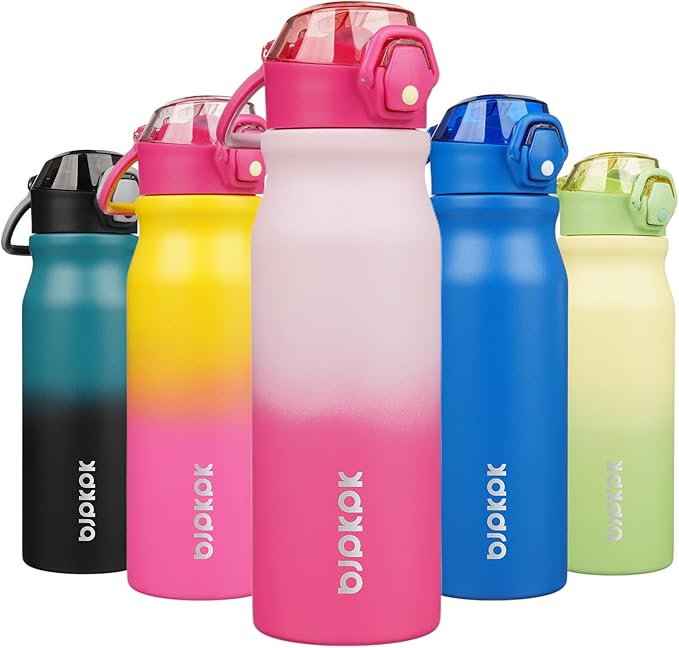 BJPKPK Insulated Water Bottle 25oz Stainless Steel Water Bottles With Straw And Carry Handle Double Wall Metal Thermo