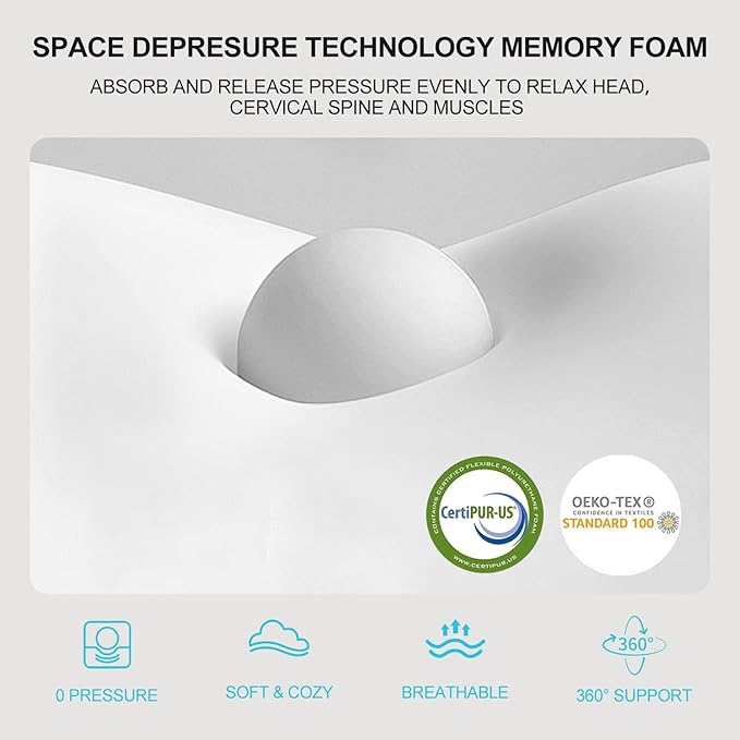 Travel Pillows for Airplanes, 100% Pure Memory Foam Neck Pillow for Airplanes, Comfortable Breathable Cover, 360° Support Pillows for Sleeping, Car, Airport Travel Essentials (Gray)