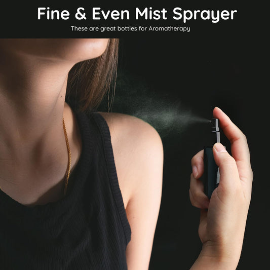 Segbeauty Glass Perfume Bottles, 5 Pack 10ML Refillable Mini Perfume Bottle Travel, Portable Leak-proof Square Spray Pump Bottle Atomizer Dispensing Containers with Lids for Fragrance Essential Oil