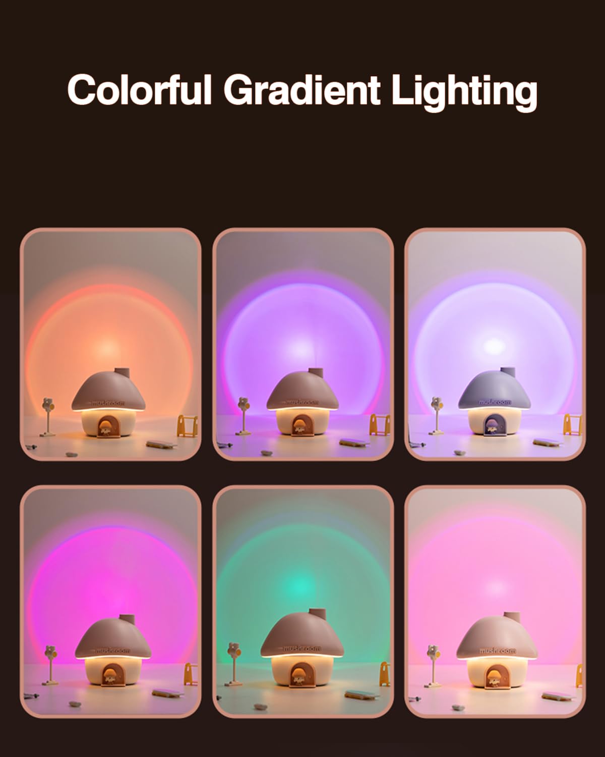 Cute Mushroom House Humidifier, 300ml Small Cool Mist Humidifers, USB Rechargeable Mini Portable Air Humidifer with Night Light for Bedroom, Office, Car, Travel, Indoor Plants (Pink)