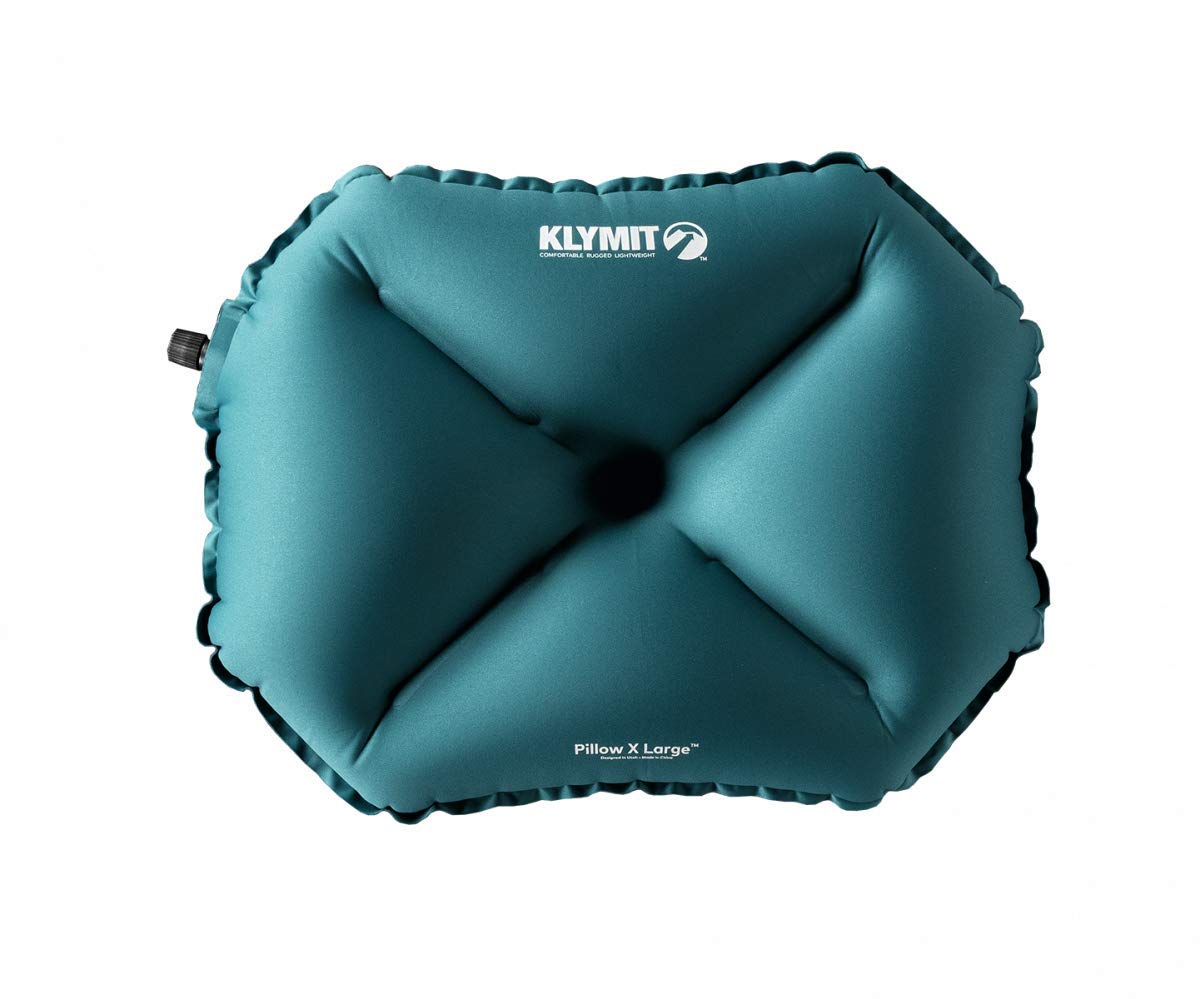 Klymit Pillow X Travel Pillow, Lightweight Inflatable Hybrid Airplane, Backpacking, Hammock, and Camping Pillow, Teal, Large