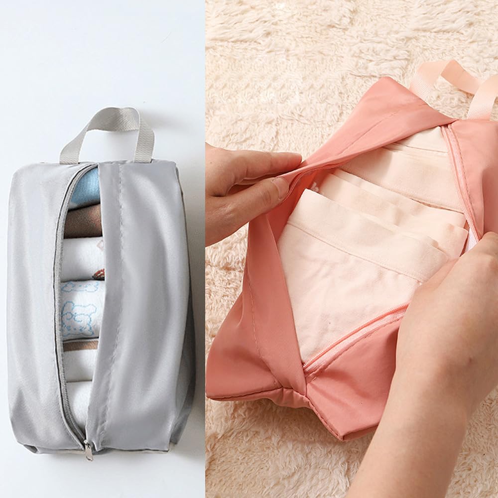 NentMent 3 Pack Travel Socks Organizer Bag with Zip Handle Compression Underwear Mini Storage Pack Pouch for Packing Cubes Suitcase Luggage Ties Panties Cosmetics Sundries Essentials Lingerie