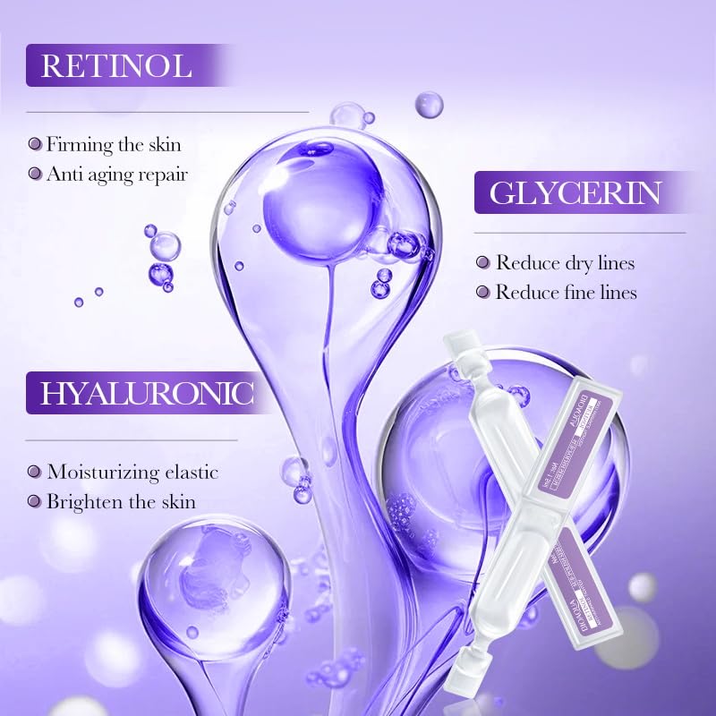 Retinol Serum for Face with Hyaluronic Acid – 1.5ml x 30PCS, Hydrating Facial Serum, Smoother Skin, Anti-Aging – Travel Size Skincare, Single-Use Vials Skincare(1.52 Fl Oz (Pack of 1))