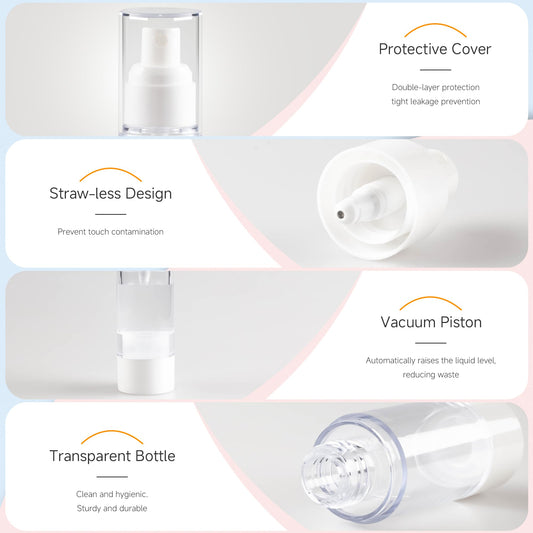 GIVITASOT 1OZ/30ML Airless Pump Small Spray Bottle, 6 Pack Vacuum Travel Spray Bottle, Fine Mist Mini Bottle for Toner Perfume Makeup Water Liquid Makeup Tool
