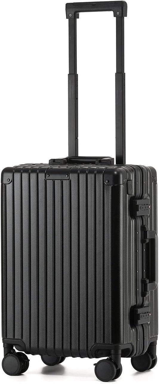 20 Inch Zipperless Carry On Luggage 22x14x9 Airline Approved with Spinner Wheels,Hard Shell Small Rolling Suitcase with TSA Approved for Travel Business Women Men,Black