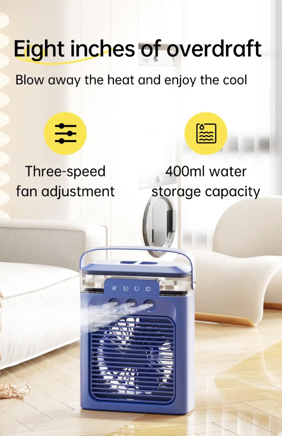 LBCB Portable Air Conditioner - Small Portable AC Quiet Personal Air Cooler,USB Powered Mini Desktop Cooling Misting Fan, 1/2/3 H Timer, 3 Speeds, Quality Mini AC Cooling Fan Air Cooler, White