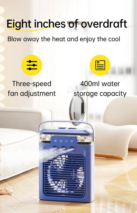 LBCB Portable Air Conditioner - Small Portable AC Quiet Personal Air Cooler,USB Powered Mini Desktop Cooling Misting Fan, 1/2/3 H Timer, 3 Speeds, Quality Mini AC Cooling Fan Air Cooler, White