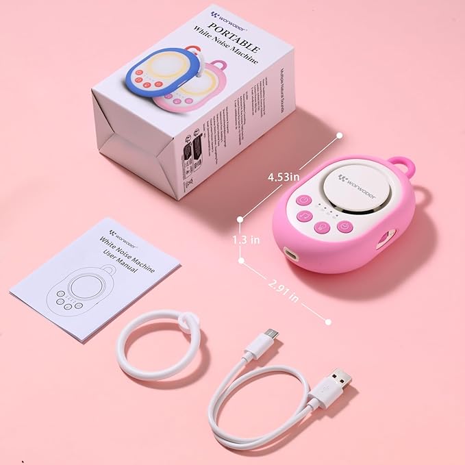 2025 Mom's Choice Awards | White Noise Sound Machine Baby with Night Light, 20 Soothing Sounds, 22 Hours Battery Life, Travel, Registry Gift, Shower, Clips on Baby Stroller