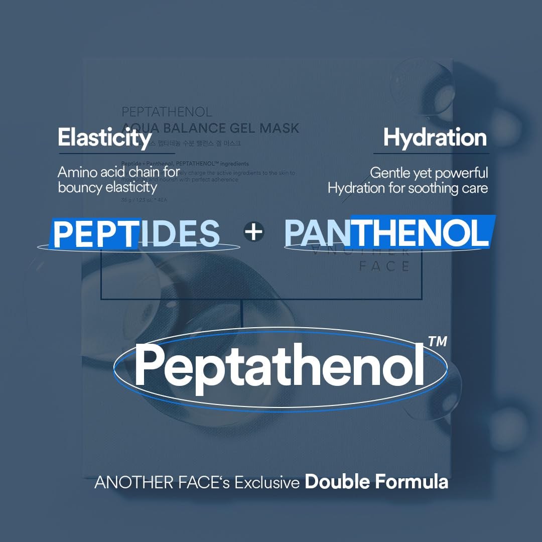 ANOTHERFACE PEPTATHENOL™ Aqua Balance Mask 4pcs, Overnight Deep Hydrating Hydrogel Mask Pack, Korean skin care, Pore Minimizing, Lifting & Firming, Non-irritation, Vegan, Korean Skin Care