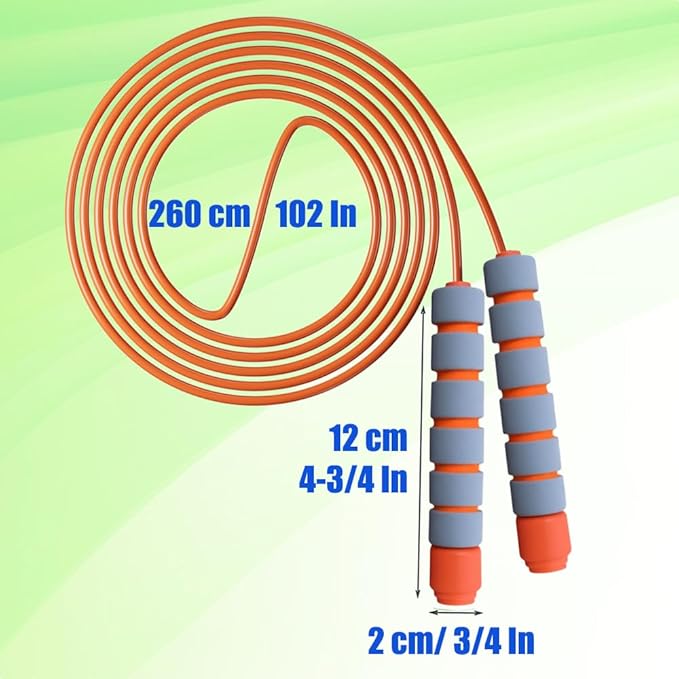 Jump Rope for Kids - Adjustable Soft Skipping Rope with Skin-Friendly Foam Handles for Kids, Boys, Girls, Children - Outdoor Fun Activity, Great Party Favor, Exercise Activity & Fitness