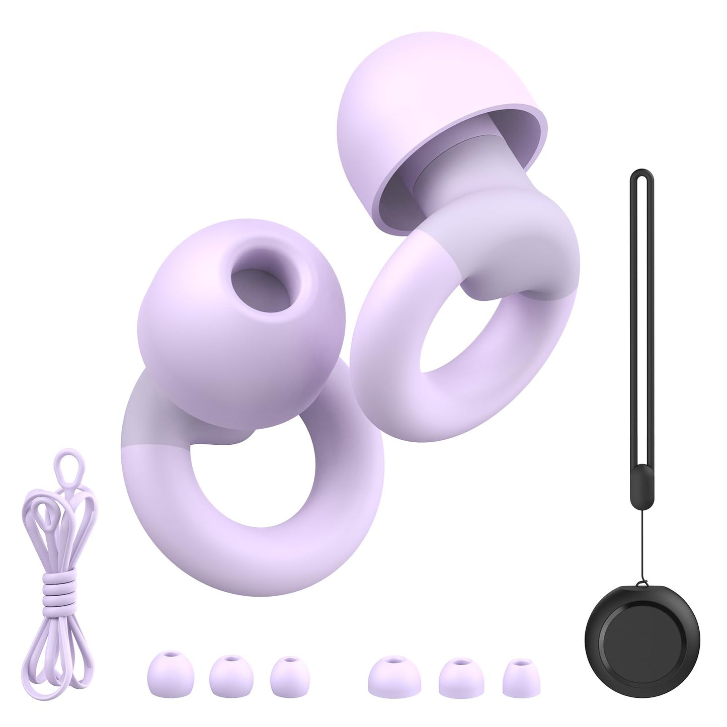 JUSTRVN Earplugs for Sleeping,Noise Reduction Soft Silicone Ear plugs with 7 Pairs Ear tips&One Connection Cord,Hearing Protection Reusable Earplugs for Sleeping,Concert,Work&Sound Reduction 25dB-30db