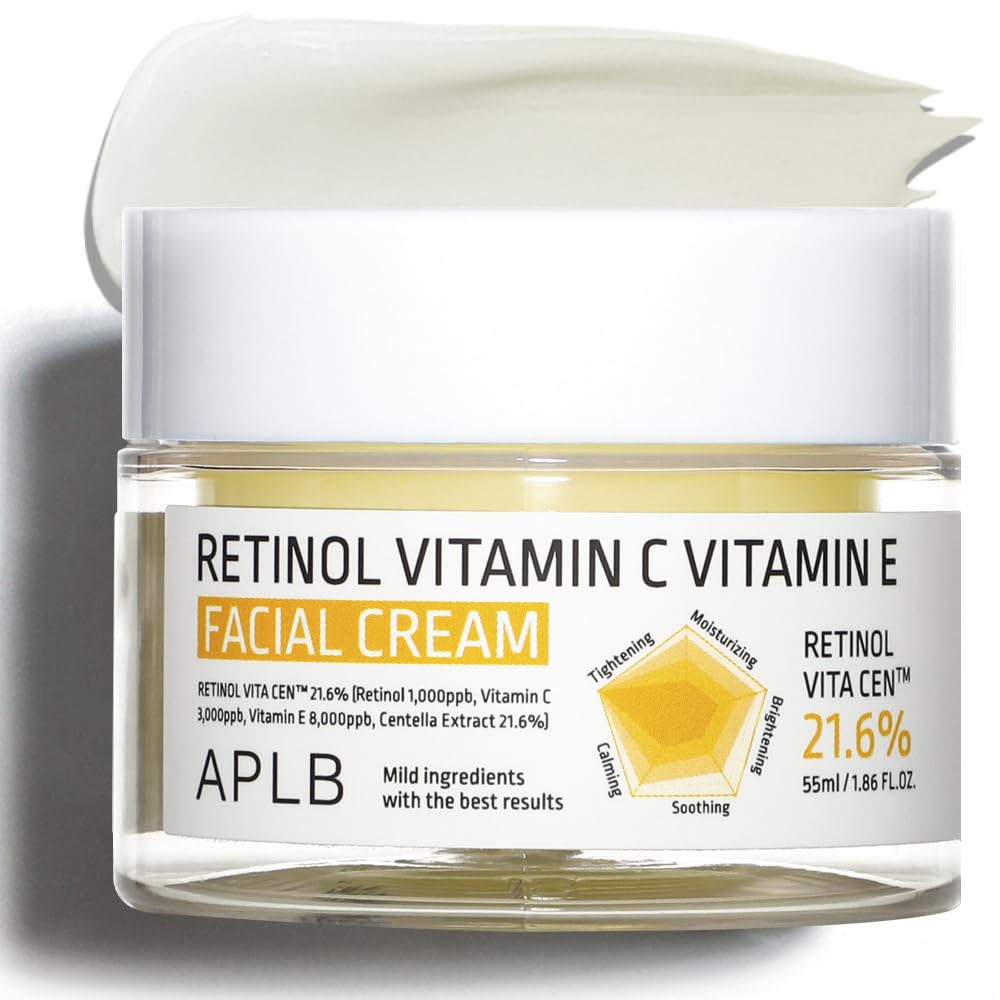 APLB Retinol Vitamin C Vitamin E Facial Cream | RETINOL VITA CEN™ 21.6% 1.86 FL.OZ/Korean Skincare, Deep hydration, Retinol, Revitalize for gentle and improve skin texture