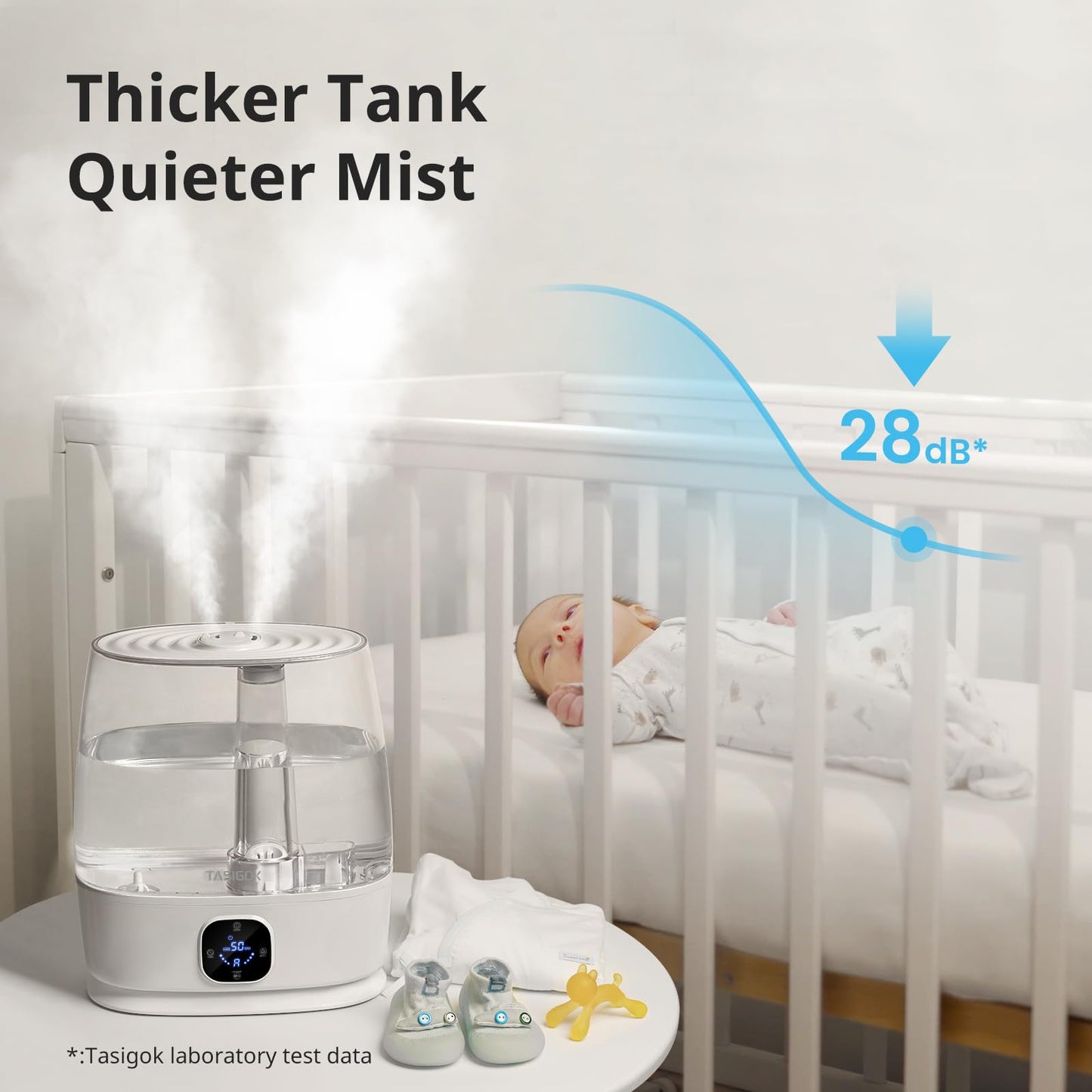 TASIGOK Humidifiers for Bedroom Home, 6L Cool and Warm Mist Air Humidifier for Large Room Baby Nursery, 50H Easy Clean and Top Fill, Quiet with Ultrasonic, Essential Oils, Auto Mode, for House, Plants