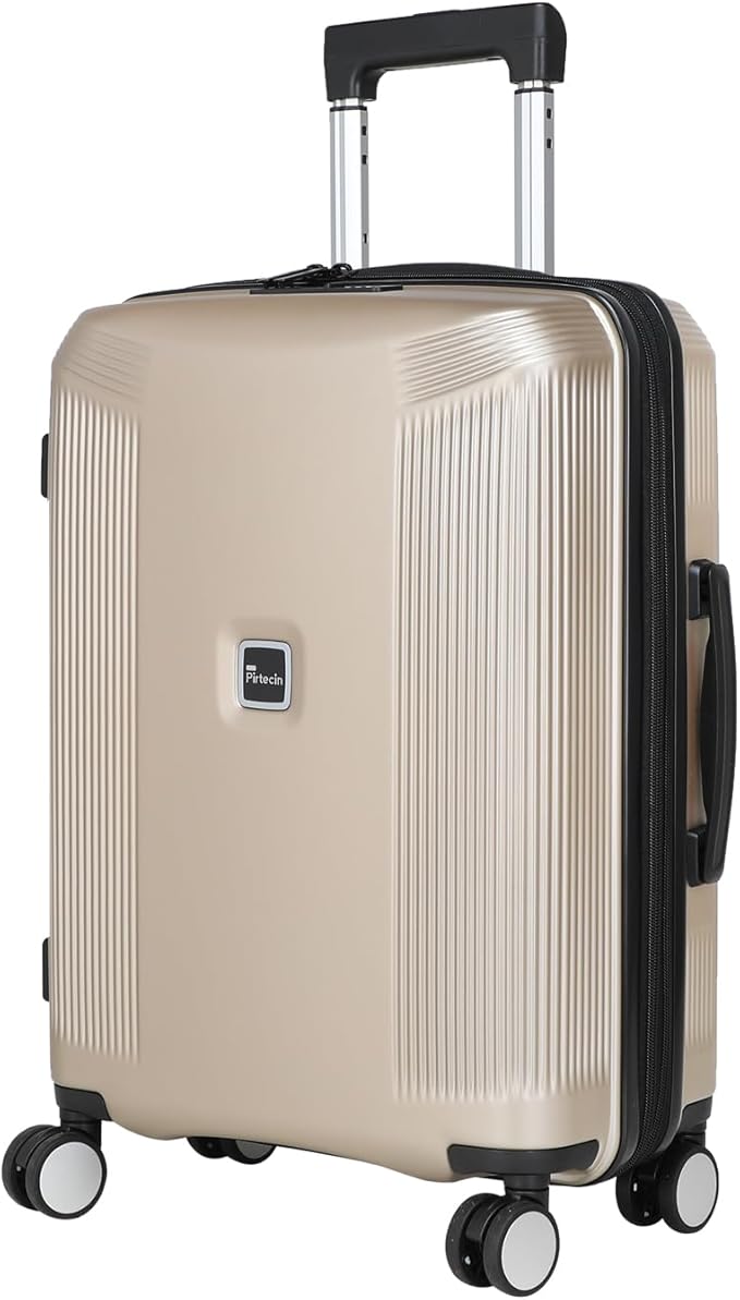 20 Inch Lightweight Expandable Carry On Luggage, PC Hardside Suitcase with Spinner Wheels & TSA Lock, Carry-on 20-Inch, Champagne