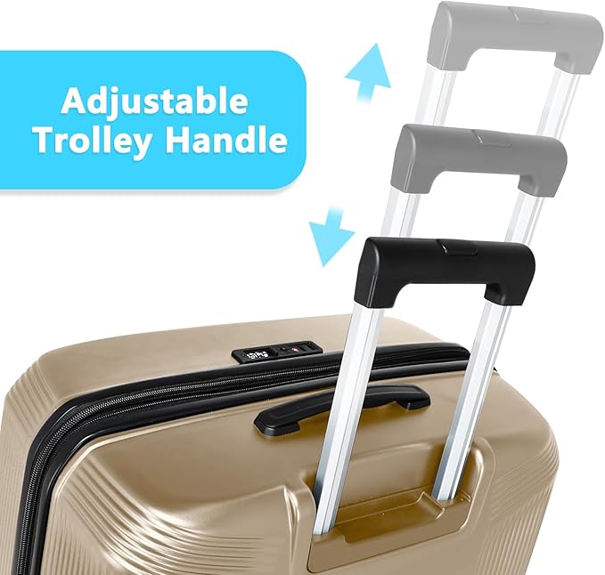 28 Inch Luggage with Spinner Wheels, Lightweight Expandable PC Hardside Large Checked Luggage with TSA Lock, Durable Rolling Suitcase, Champagne