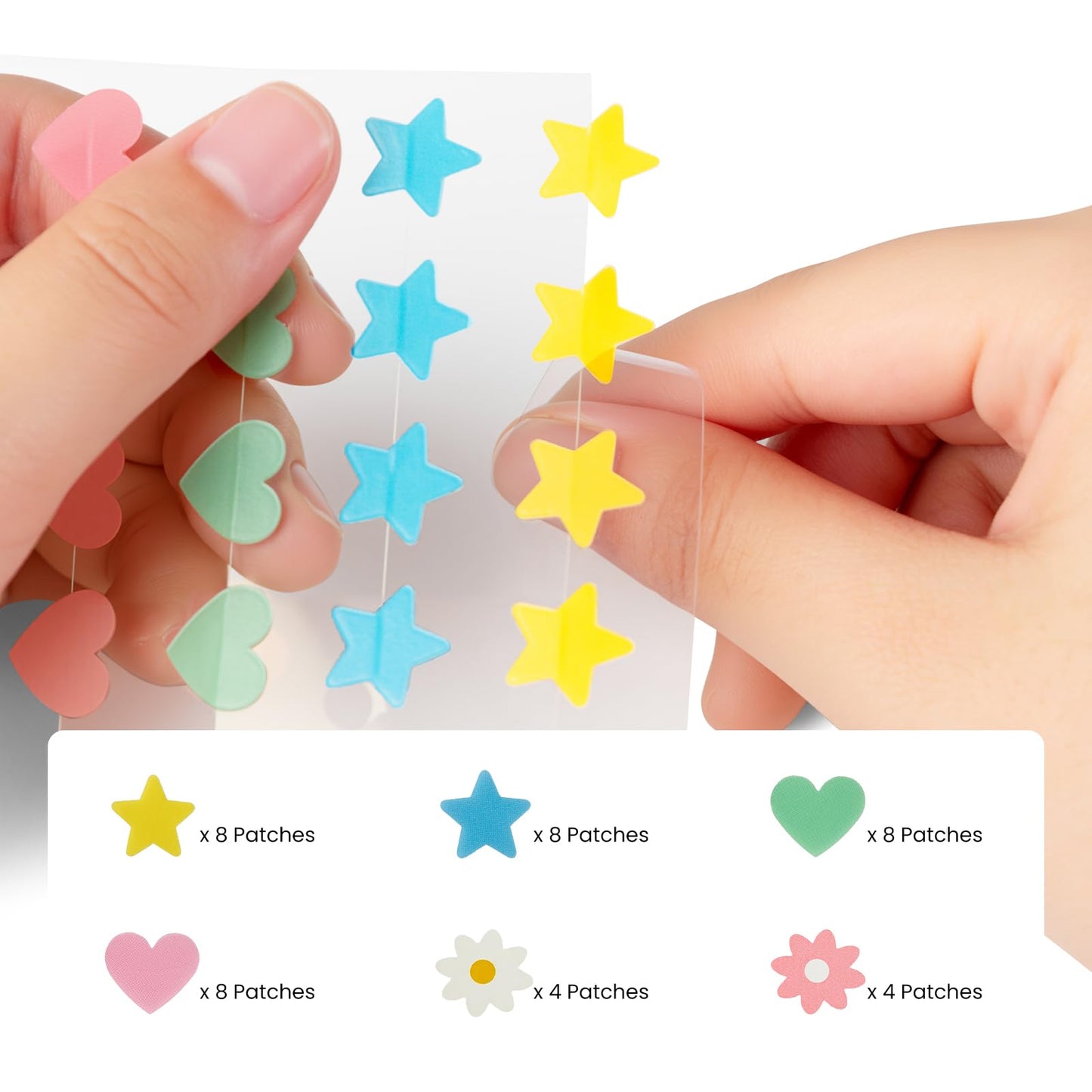 Amifiy Cute Pimple Patches, Korean Skincare Star Acne Patches for Face, Multiple Shapes Oil-Absorbing Zit Dots, Vegan & Cruelty-Free Blemish Treatment with Hydrocolloid & Tea Tree, 40 Count