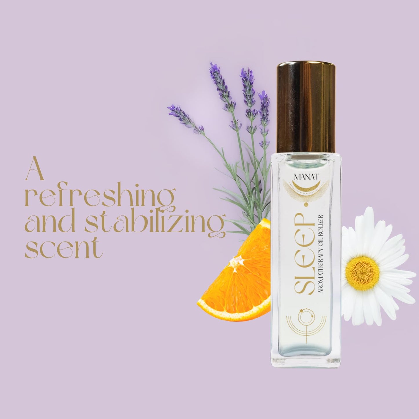 Manat Sleep Essential Oil Roll On –100% Natural Aromatherapy – 10ml Glass Roller Ball – Calming, Soothing & Restful Blend w/Lavender, Chamomile & Orange - Relaxation, Stress Relief, Self Care, Gift