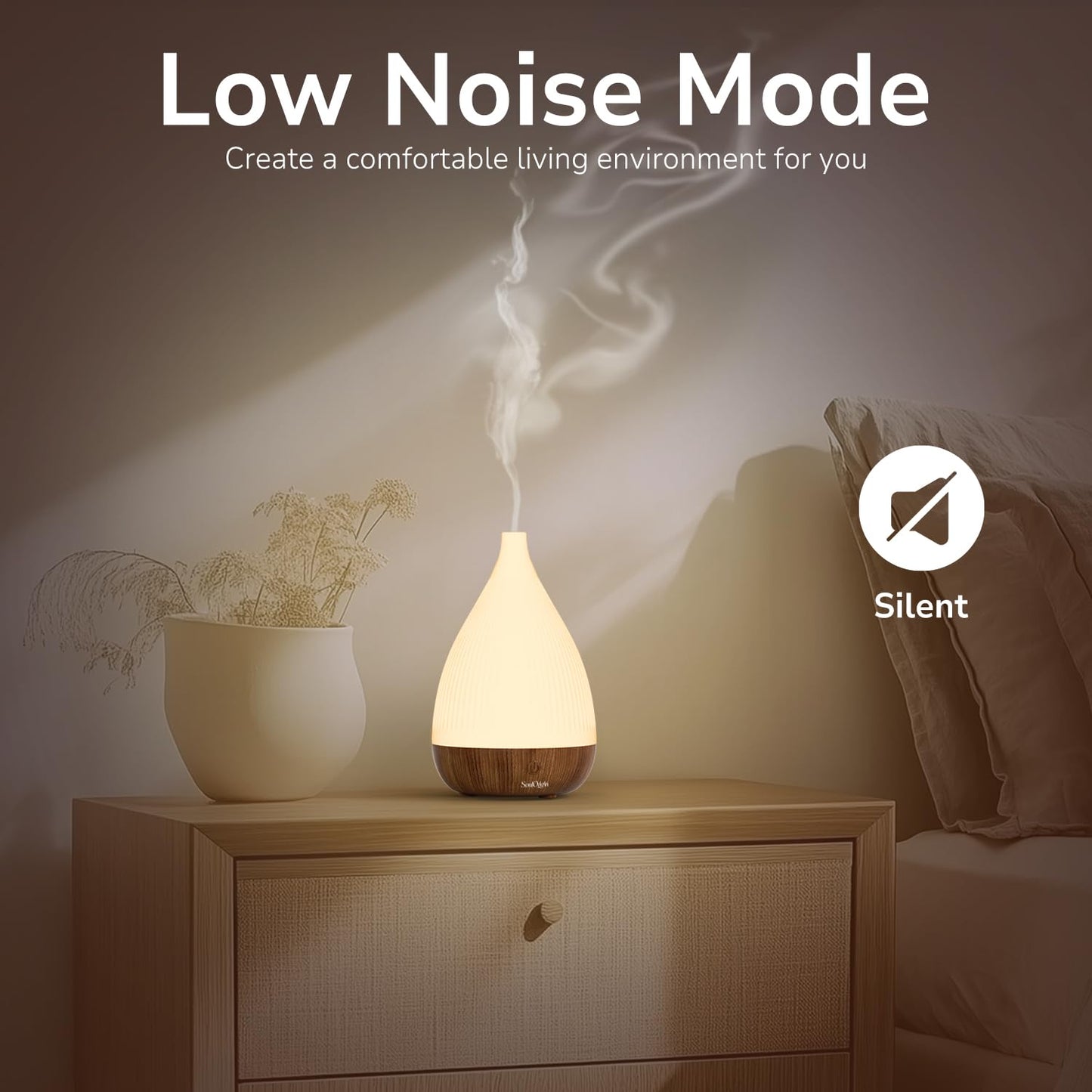 SOULORIGIN Ultrasonic Essential Oil Diffuser, Home Fragrance Aroma Diffuser with Auto Shut-Off, 8-Color Night Light & Ultra-Quiet Operation, BPA-Free Portable Aromatherapy Humidifier for Home (Dark)