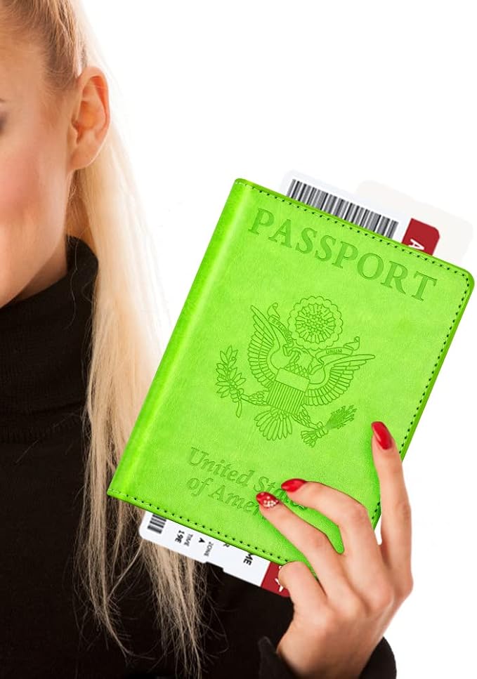 BB-green Passport and Vaccine Card Holder Combo with Vaccine Card Slot, Wallet, Cover for Women and Men