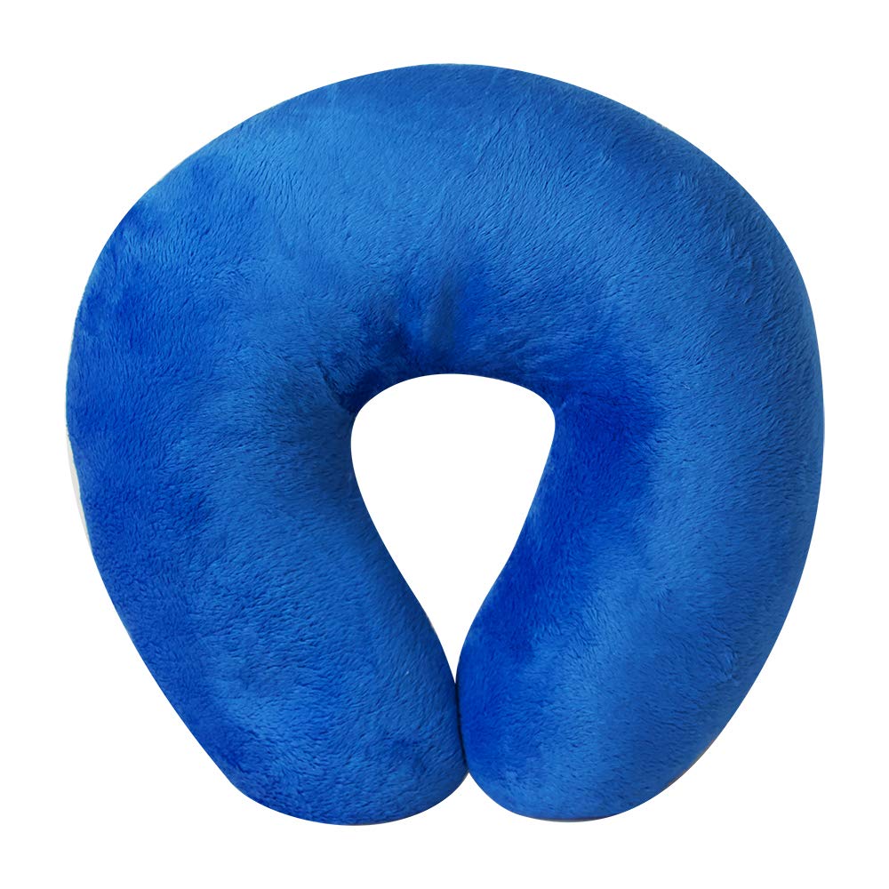 Cloudz Kids Dual Comfort Microbead Airplane Travel Neck Pillow. Super Soft Cozy Plush on One Side, Cool Relaxing Spandex on The Other! Keep Your Kids Comfy and Supported at Home or On The Go! - Blue