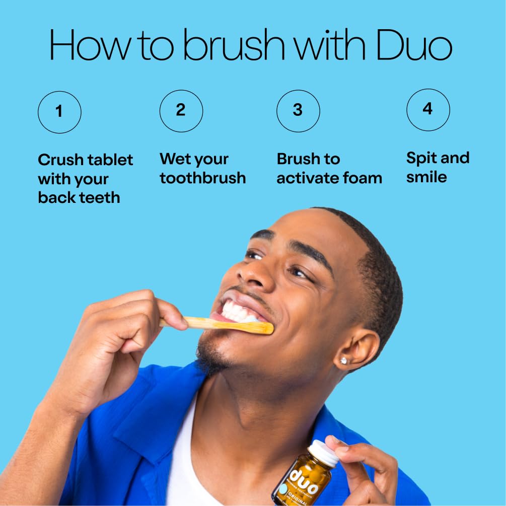 Duo Toothpaste Tablets | Nano-Hydroxyapatite (nHa) Natural Whitening, Remineralize, Reduce Sensitivity | Sustainable & Plastic Free | Dentist Created | Wild Mint Medley - 1 Bottle / 62 Tablets