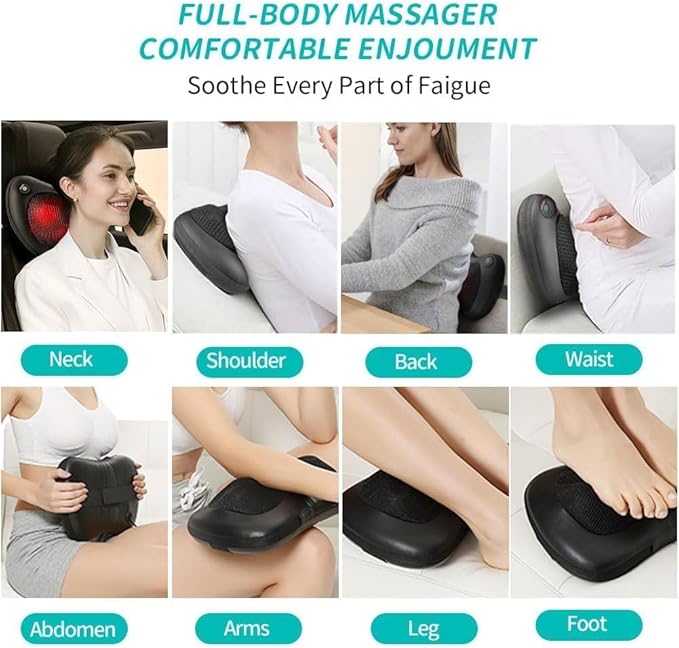 Back Massager with Heat Massagers for Neck -Shiatsu Kneading Massage Pillow for Back, Shoulder, Leg Pain Relief - Gifts for Men Women Mom Dad Stress Relax at Home Office and Car
