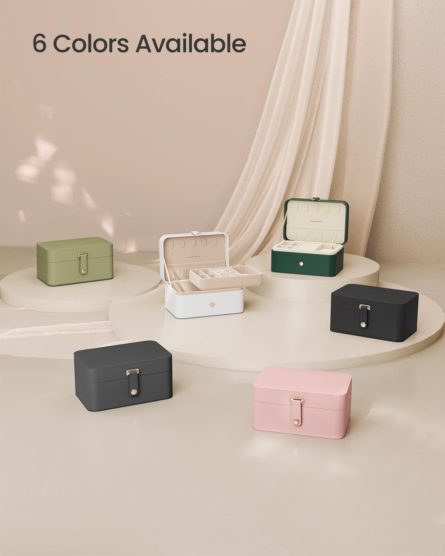 SONGMICS Jewelry Box, Travel Jewelry Case, 2-Layer Jewelry Holder Organizer, Portable Versatile Earring Storage, for Larger Accessories, Ink Black UJBC166B01