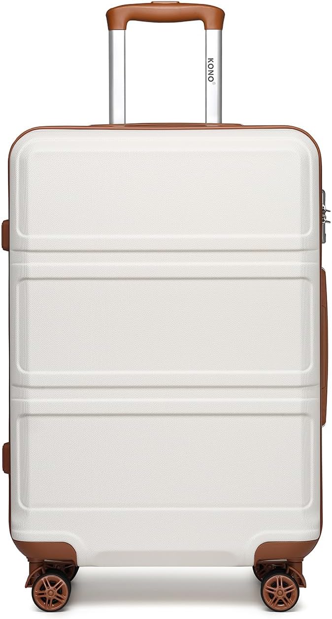 Kono 20'' Carry on Luggage Lightweight with Spinner Wheel TSA Lock Hardside Luggage 20.3" x 15" x 8.3" Carry on Suitcase Cream White