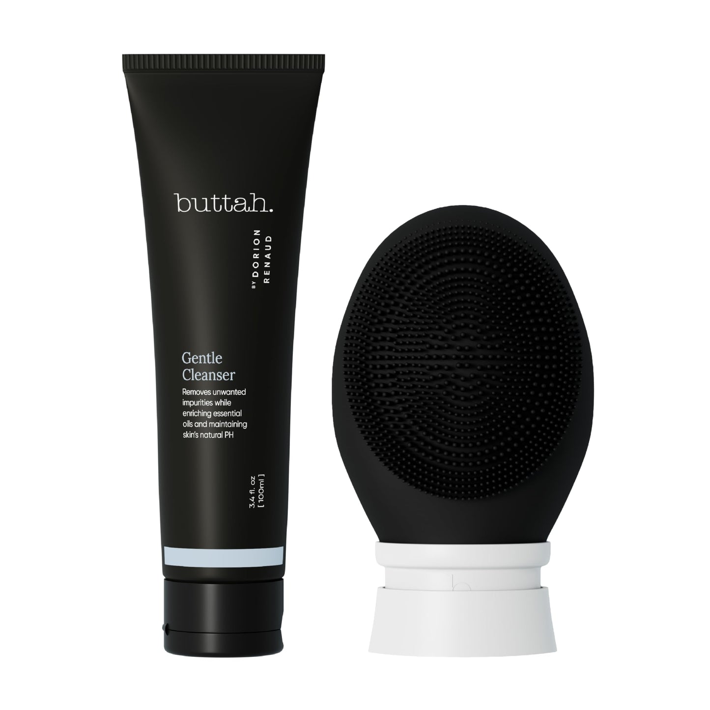 Buttah Skin by Dorion Cleanse + Vibe Brush Kit | Vibe Cleansing Face Brush | Buttah Facial Cleanser 3.4oz | 2-Speed Sonic Pulsating - Gentle Exfoliation - Water Resistant