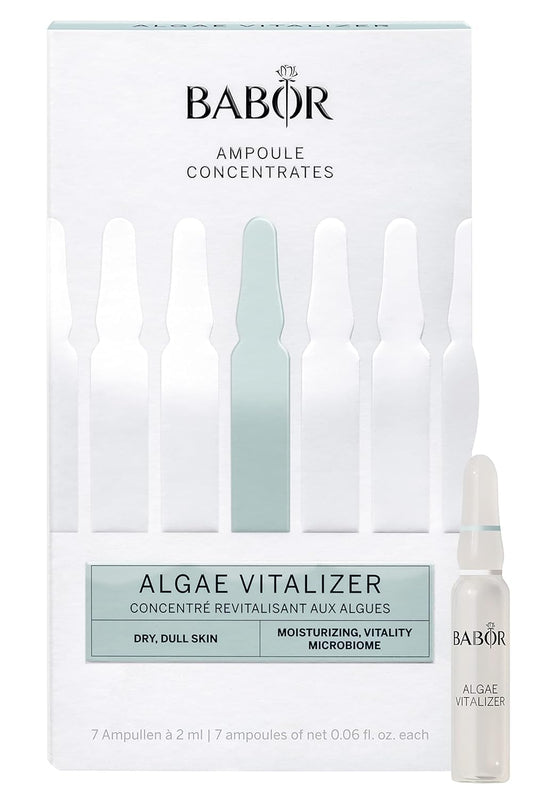 BABOR Algae Vitalizer Serum Ampoules for the Face, with Green Algae Extract for a Revitalized Complexion, Hyaluronic Acid Serum with Probiotics for Dull Dry Skin