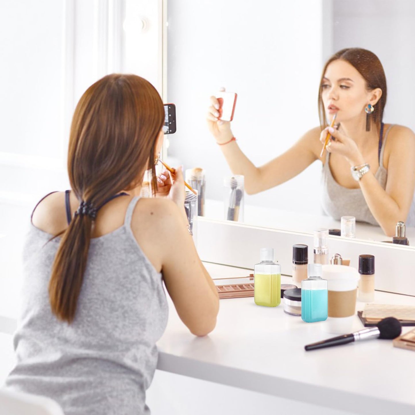 QTLCOHD 120 Pack 2 Oz Travel Bottles with Flip Caps, Plastic Empty Hand Sanitizer Bottles for Lotion, Portable Refillable Mini Hand Sanitizer Bottle Bulk Reusable Container for Shampoo Body Soap Toner