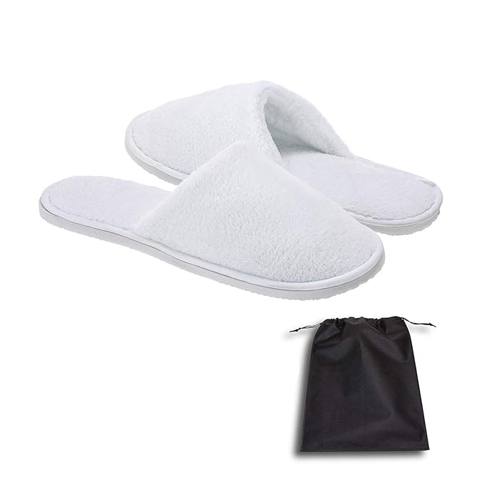 AhfuLife Spa Slippers 10 Pairs of Hotel Slippers 2 Sizes, Disposable Closed-Toe Slippers for Guest, House Slipper Non-slip Unisex for Wedding, Party, Travel, Bedroom