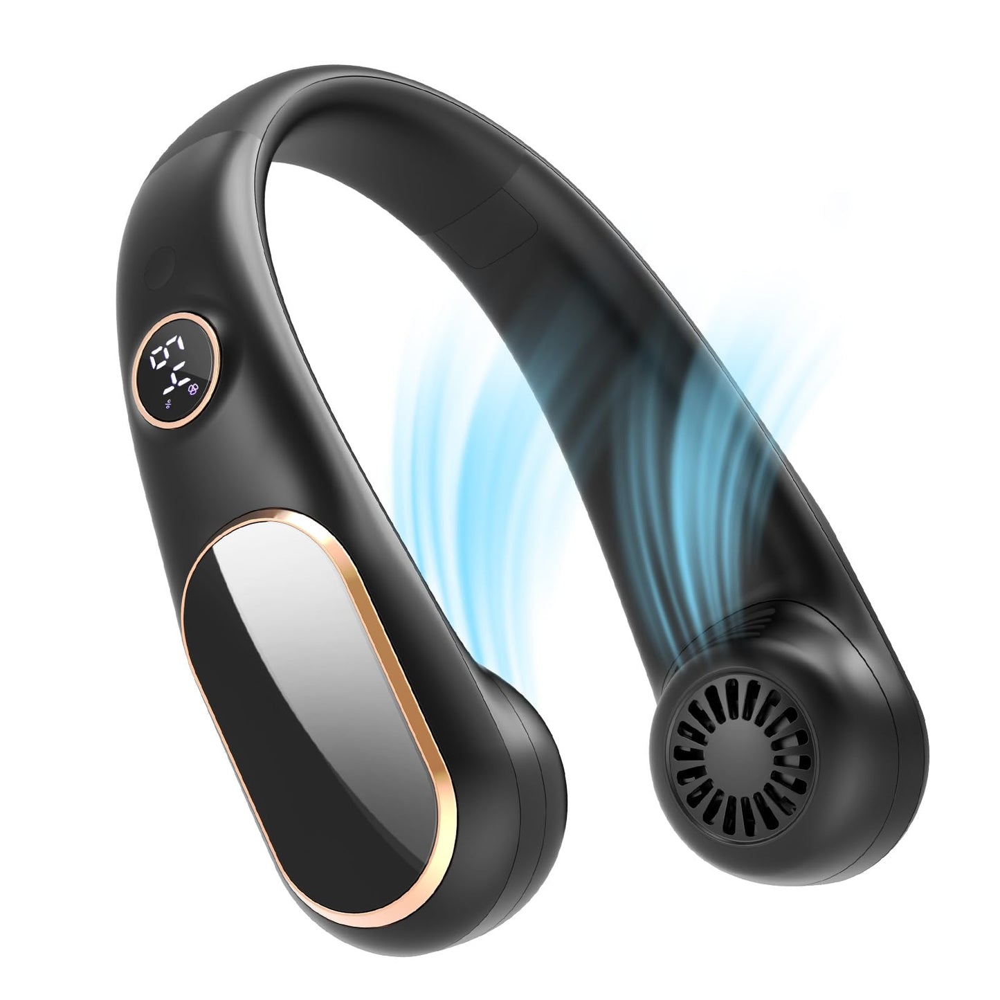 SLENPET Neck Fan, Rechargeable Personal Portable, Hands Free wearable Battery Operated 5 Speeds, USB Neck Cooling for Indoor Outdoor, Adjustable Width Fit, Digital Display, 4-12 Hours