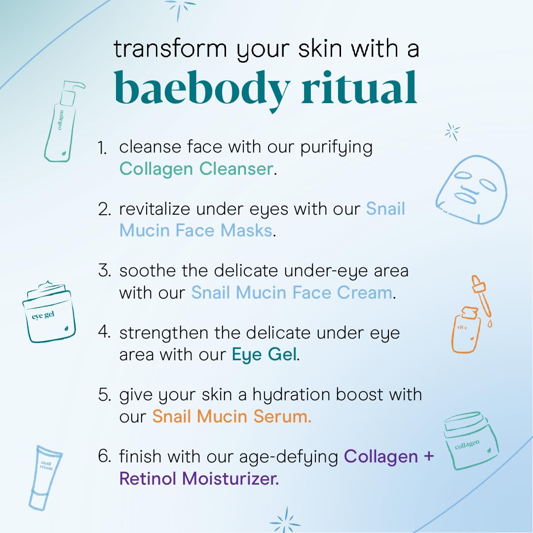 Baebody Snail Mucin Eye Cream (30 ml/1.06 fl oz) - Anti-Aging Eye Cream for Dark Circles and Dry Skin - Snail Mucin Serum with Peptides and Hyaluronic Acid