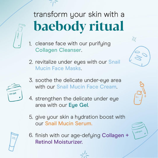 Baebody Snail Mucin Eye Cream (30 ml/1.06 fl oz) - Anti-Aging Eye Cream for Dark Circles and Dry Skin - Snail Mucin Serum with Peptides and Hyaluronic Acid