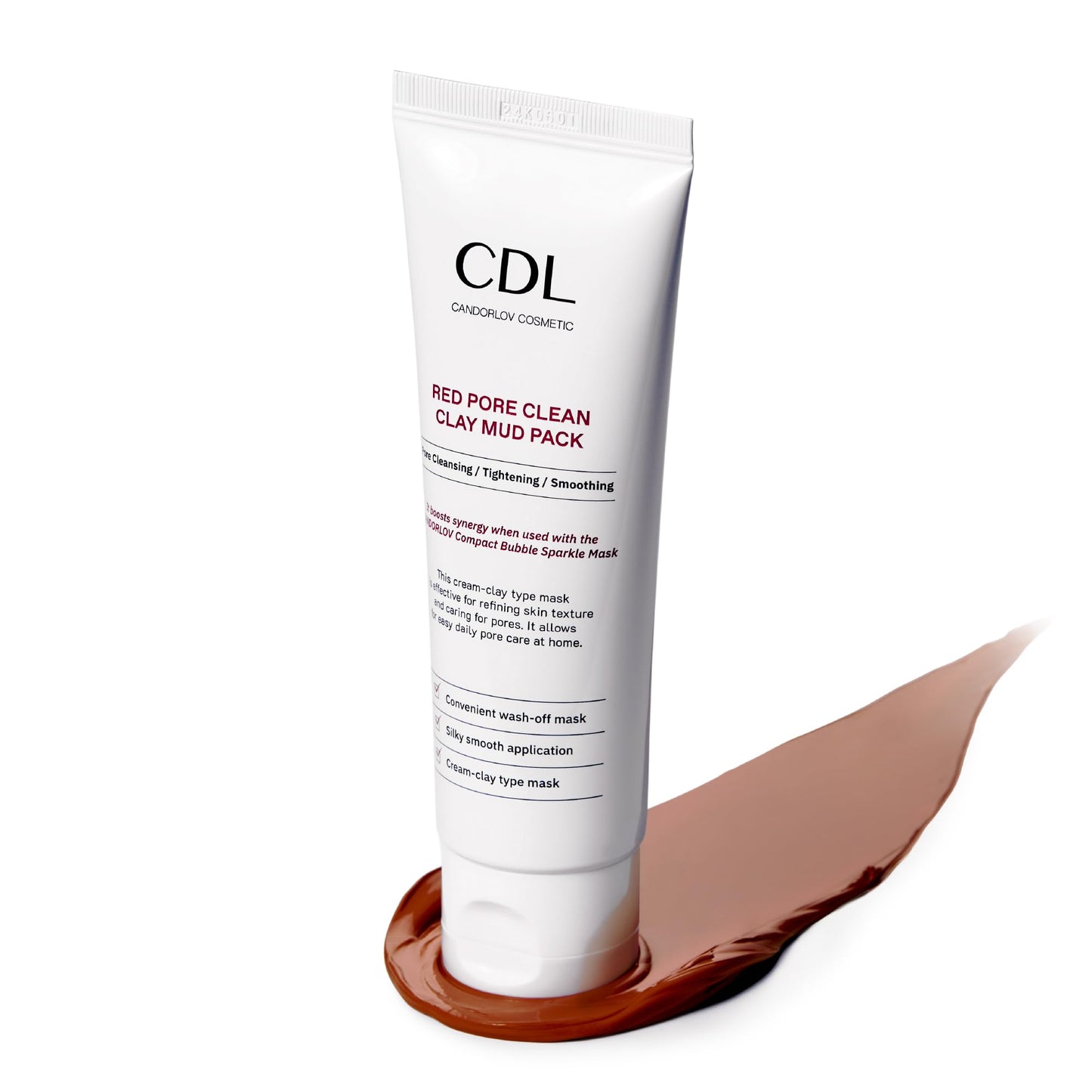 CANDORLOV Red Mud Deep Pore Cleansing Facial Wash Off Mask for Impurities Sebum, For Senstive Skin, Soothing & Cooling Effect, Exforliating Dead Skin Cells, Korean Skin Care, 2.7 oz