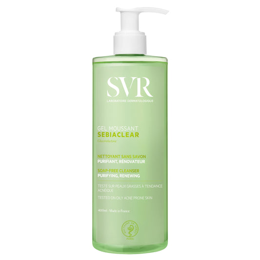 SVR Sebiaclear Face & Body Cleanser with Salicylic Acid for Sensitive Oily to Combination Skin. Soap-free Wash that Eliminates Impurities & Excess Sebum Without Drying the Skin, 13.5 fl.oz