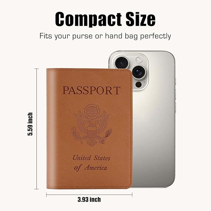 Cnycmy Passport Holder for Travel–Slim Travel Organizer for Passport, RFID Blocking,Boarding Pass, Credit Cards | Vegan Leather & Anti-Theft Design (Brown5)