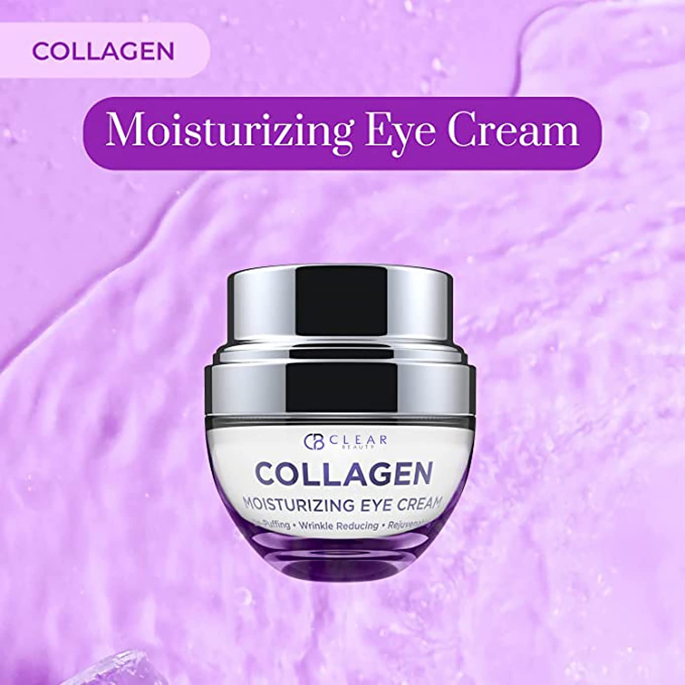 Clear Beauty Collagen Eye Cream - Moisturizing, Plumping & Reduces Dark Circles & Wrinkles - Dermatologist Tested, Clean Beauty & Cruelty-Free Korean Skin Care for All Skin Types - 1.01 Fl. Oz