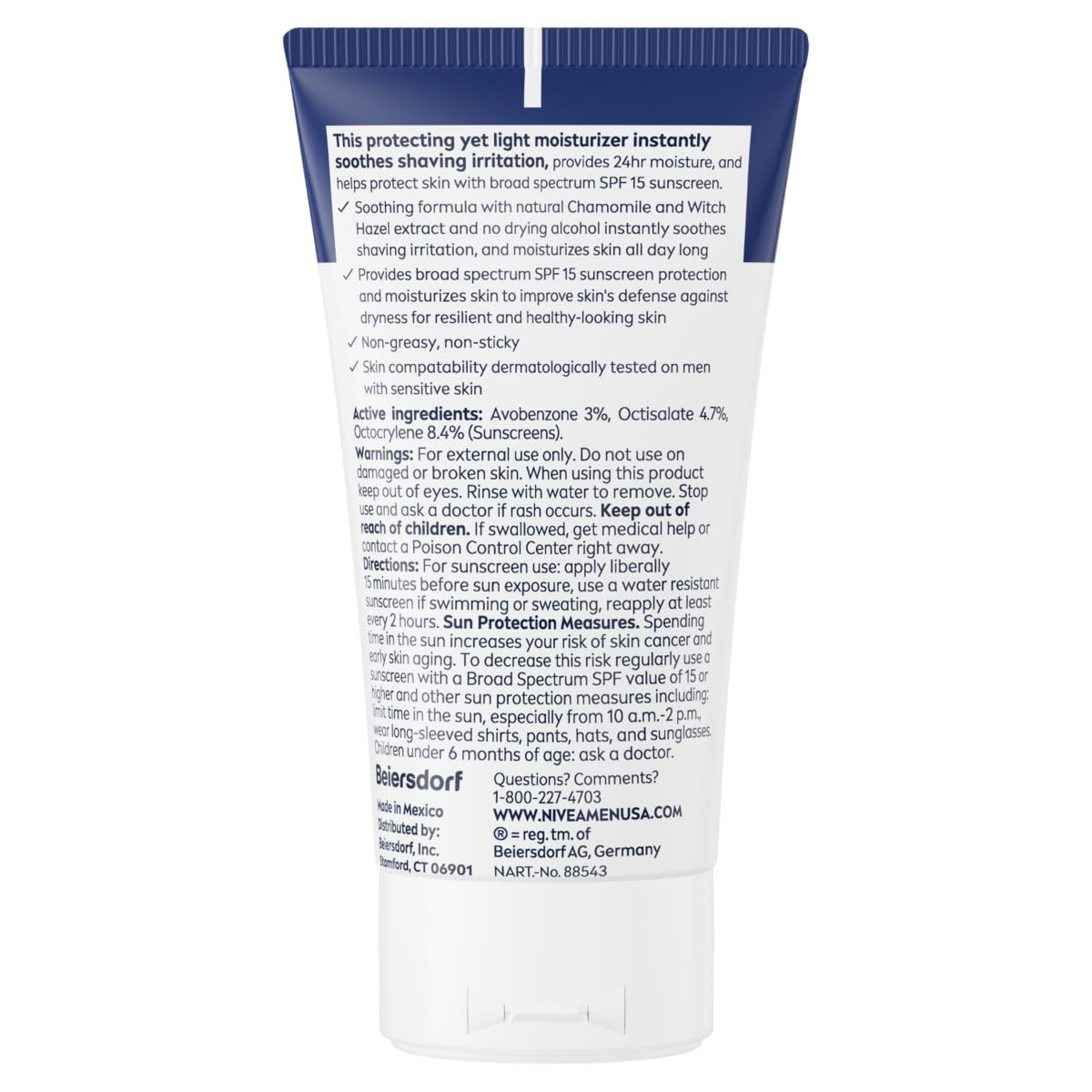 NIVEA MEN Sensitive Face Lotion with SPF 15, Broad Spectrum Sunscreen, 3 Pack of 2.5 Fl Oz Tubes