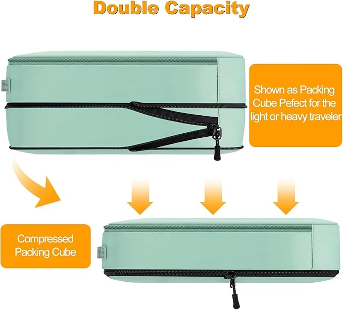 8 Set Compression Packing Cubes for Travel, Waterproof Luggage Organizers, Suitcase Organizer Set for Carry-On & Checked Baggage, Travel Accessories for Men & Women